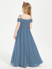 Chic Robes de Demoiselles d'Honneur Junior Hors de l'Épaule Bleu de Schiste