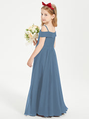 Chic Robes de Demoiselles d'Honneur Junior Hors de l'Épaule Bleu de Schiste