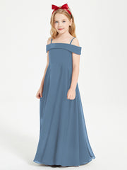 Chic Robes de Demoiselles d'Honneur Junior Hors de l'Épaule Bleu de Schiste