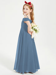 Chic Robes de Demoiselles d'Honneur Junior Hors de l'Épaule Bleu de Schiste