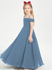 Chic Robes de Demoiselles d'Honneur Junior Hors de l'Épaule Bleu de Schiste