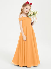 Chic Robes de Demoiselles d'Honneur Junior Hors de l'Épaule Mandarine