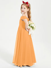 Chic Robes de Demoiselles d'Honneur Junior Hors de l'Épaule Mandarine