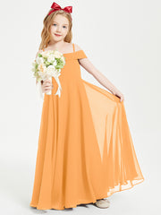 Chic Robes de Demoiselles d'Honneur Junior Hors de l'Épaule Mandarine
