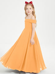 Chic Robes de Demoiselles d'Honneur Junior Hors de l'Épaule Mandarine