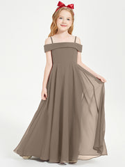 Chic Robes de Demoiselles d'Honneur Junior Hors de l'Épaule Taupe