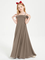 Chic Robes de Demoiselles d'Honneur Junior Hors de l'Épaule Taupe
