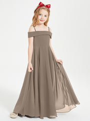 Chic Robes de Demoiselles d'Honneur Junior Hors de l'Épaule Taupe