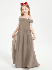 Chic Robes de Demoiselles d'Honneur Junior Hors de l'Épaule Taupe