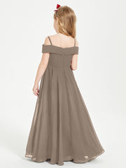 Chic Robes de Demoiselles d'Honneur Junior Hors de l'Épaule Taupe