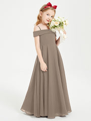 Chic Robes de Demoiselles d'Honneur Junior Hors de l'Épaule Taupe