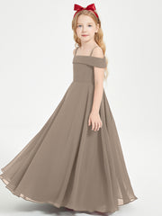 Chic Robes de Demoiselles d'Honneur Junior Hors de l'Épaule Taupe