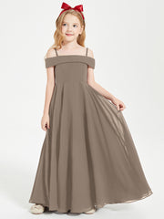 Chic Robes de Demoiselles d'Honneur Junior Hors de l'Épaule Taupe