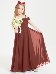 Chic Robes de Demoiselles d'Honneur Junior Hors de l'Épaule Terracotta