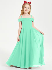 Chic Robes de Demoiselles d'Honneur Junior Hors de l'Épaule Turquoise