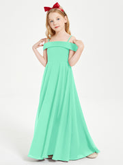 Chic Robes de Demoiselles d'Honneur Junior Hors de l'Épaule Turquoise