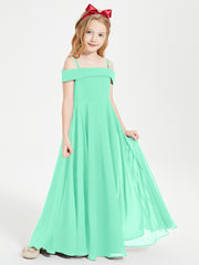 Chic Robes de Demoiselles d'Honneur Junior Hors de l'Épaule Turquoise