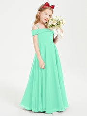 Chic Robes de Demoiselles d'Honneur Junior Hors de l'Épaule Turquoise