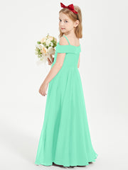 Chic Robes de Demoiselles d'Honneur Junior Hors de l'Épaule Turquoise