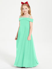 Chic Robes de Demoiselles d'Honneur Junior Hors de l'Épaule Turquoise