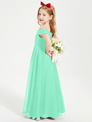 Chic Robes de Demoiselles d'Honneur Junior Hors de l'Épaule Turquoise
