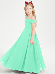 Chic Robes de Demoiselles d'Honneur Junior Hors de l'Épaule Turquoise