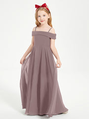 Chic Robes de Demoiselles d'Honneur Junior Hors de l'Épaule Vintage Mauve