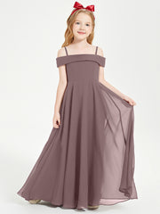 Chic Robes de Demoiselles d'Honneur Junior Hors de l'Épaule Vintage Mauve