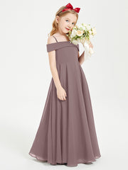 Chic Robes de Demoiselles d'Honneur Junior Hors de l'Épaule Vintage Mauve
