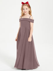 Chic Robes de Demoiselles d'Honneur Junior Hors de l'Épaule Vintage Mauve