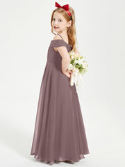 Chic Robes de Demoiselles d'Honneur Junior Hors de l'Épaule Vintage Mauve