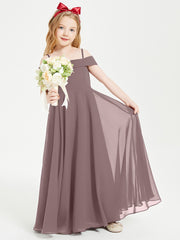 Chic Robes de Demoiselles d'Honneur Junior Hors de l'Épaule Vintage Mauve