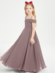Chic Robes de Demoiselles d'Honneur Junior Hors de l'Épaule Vintage Mauve