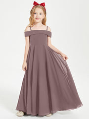 Chic Robes de Demoiselles d'Honneur Junior Hors de l'Épaule Vintage Mauve