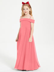 Chic Robes de Demoiselles d'Honneur Junior Hors de l'Épaule Pastèque