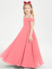 Chic Robes de Demoiselles d'Honneur Junior Hors de l'Épaule Pastèque