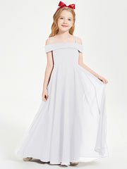 Chic Robes de Demoiselles d'Honneur Junior Hors de l'Épaule Blanc