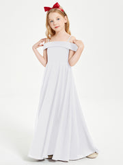 Chic Robes de Demoiselles d'Honneur Junior Hors de l'Épaule Blanc