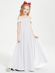 Chic Robes de Demoiselles d'Honneur Junior Hors de l'Épaule Blanc