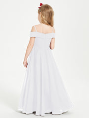 Chic Robes de Demoiselles d'Honneur Junior Hors de l'Épaule Blanc