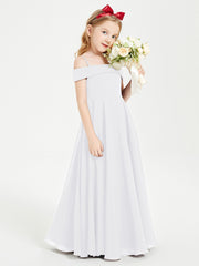 Chic Robes de Demoiselles d'Honneur Junior Hors de l'Épaule Blanc