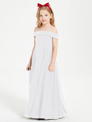 Chic Robes de Demoiselles d'Honneur Junior Hors de l'Épaule Blanc