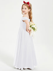Chic Robes de Demoiselles d'Honneur Junior Hors de l'Épaule Blanc