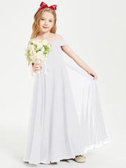 Chic Robes de Demoiselles d'Honneur Junior Hors de l'Épaule Blanc