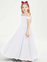 Chic Robes de Demoiselles d'Honneur Junior Hors de l'Épaule Blanc