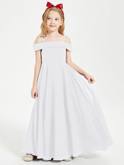 Chic Robes de Demoiselles d'Honneur Junior Hors de l'Épaule Blanc