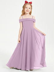 Chic Robes de Demoiselles d'Honneur Junior Hors de l'Épaule Glycine