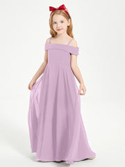 Chic Robes de Demoiselles d'Honneur Junior Hors de l'Épaule Glycine