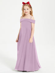 Chic Robes de Demoiselles d'Honneur Junior Hors de l'Épaule Glycine