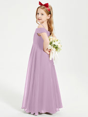 Chic Robes de Demoiselles d'Honneur Junior Hors de l'Épaule Glycine